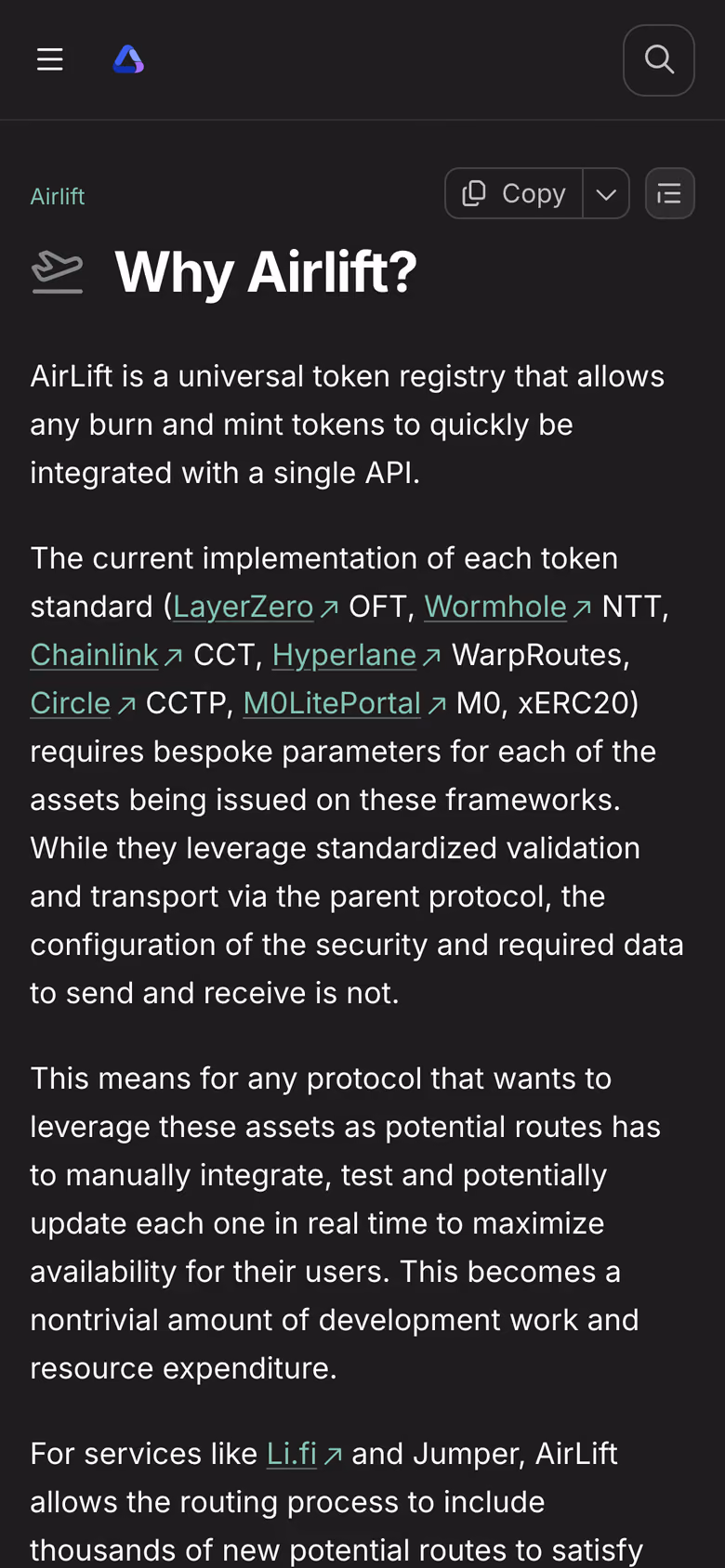 Glacis Labs' Airlift docs on a phone, captured in 2026